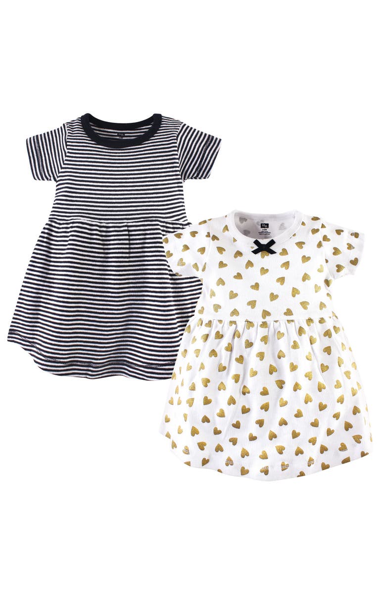 Hudson Baby Two Pack Baby Dress Set, Main, color, Black Gold Heart