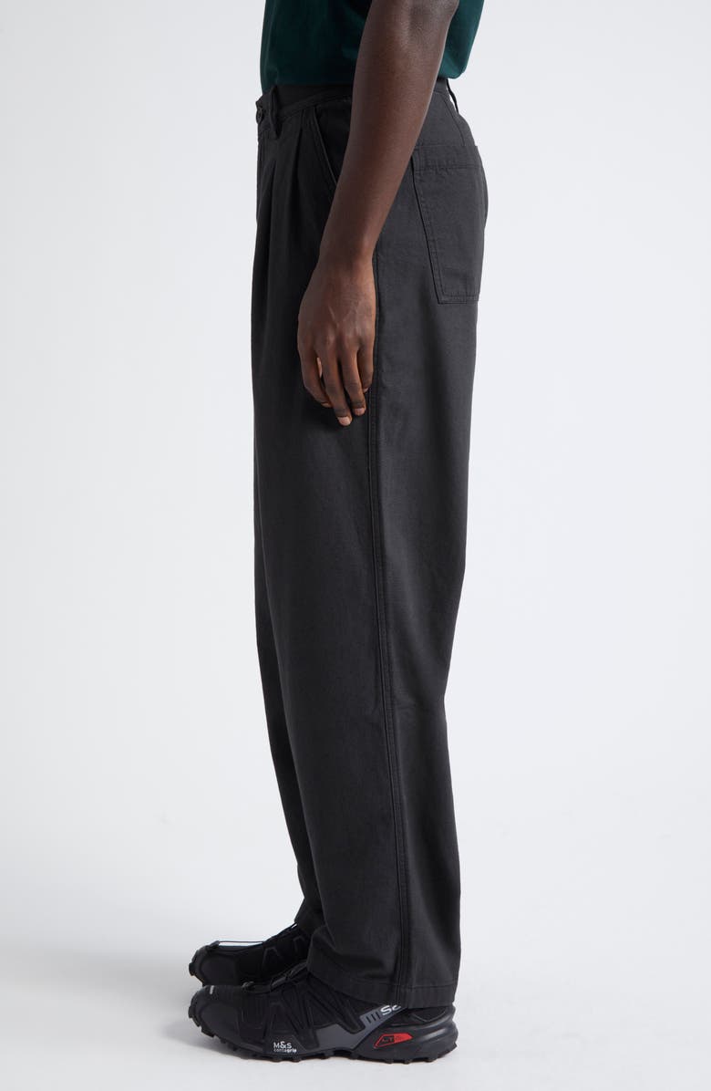 Noah Double Pleat Cotton Pants, Alternate, color, Black