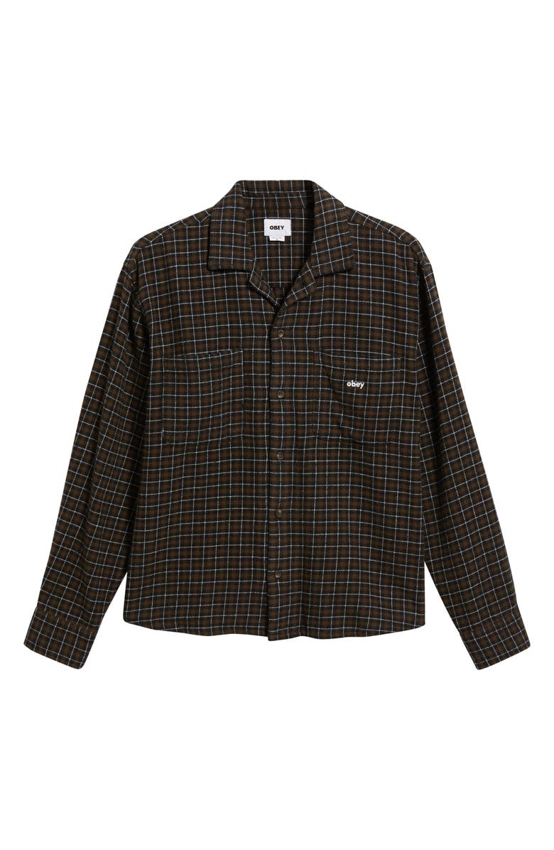 Obey Adams Plaid Long Sleeve Flannel Long Sleeve Camp Shirt, Alternate, color, Wren Multi