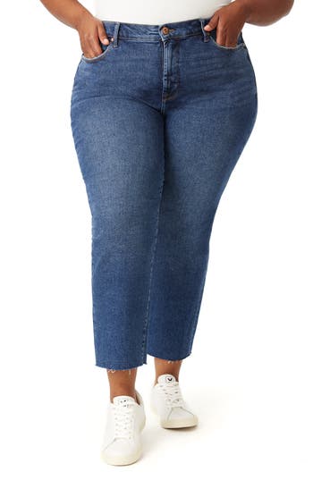 Kensie Allie Raw Hem Crop Slim Jeans In Blue