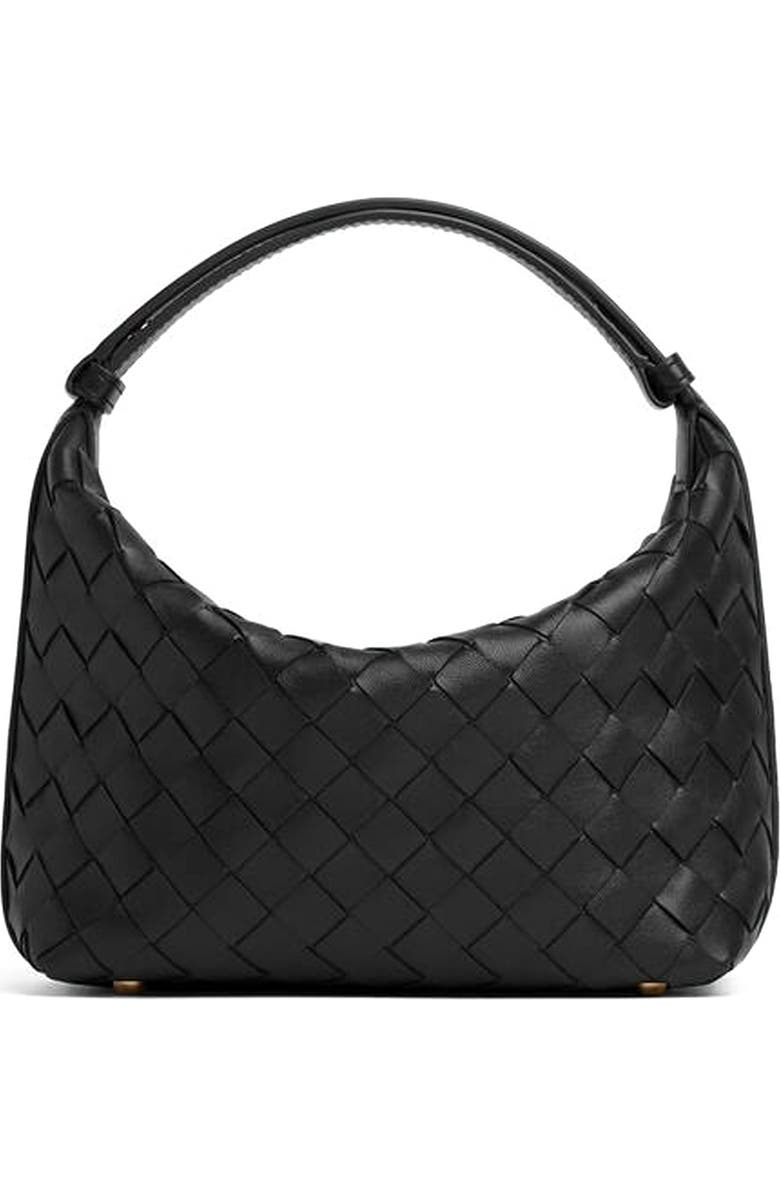 Bottega Veneta Mini Wallace Intrecciato Leather Shoulder Bag, Main, color, Black/ Gold