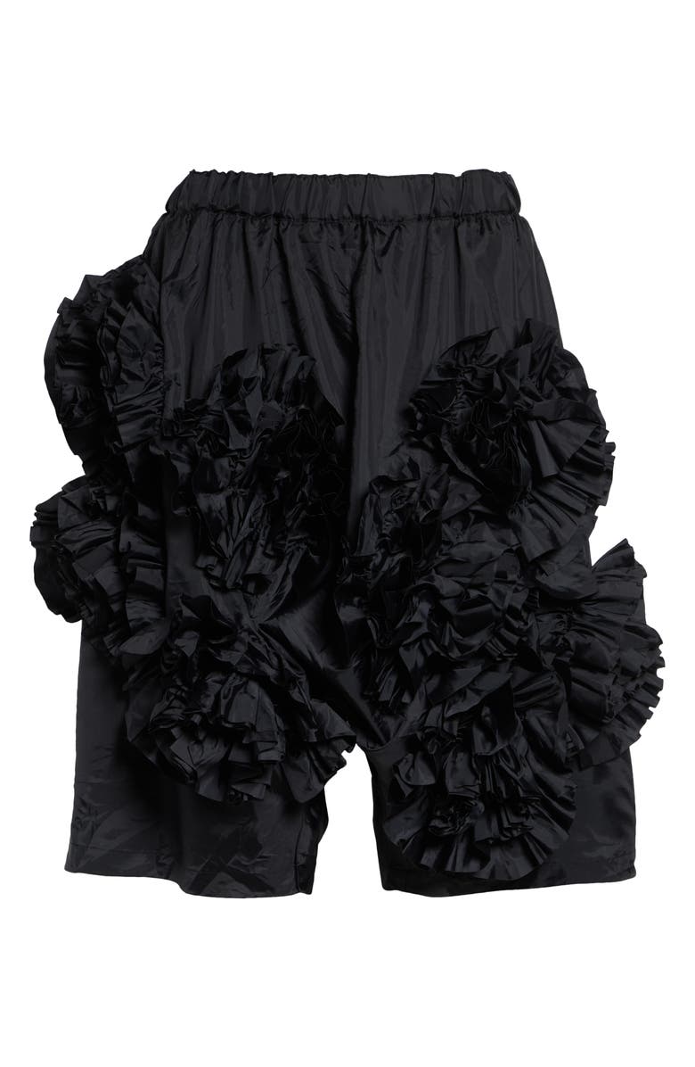 Comme des Garçons Comme des Garçons Ruffle Rosette Taffeta Shorts, Alternate, color, Black