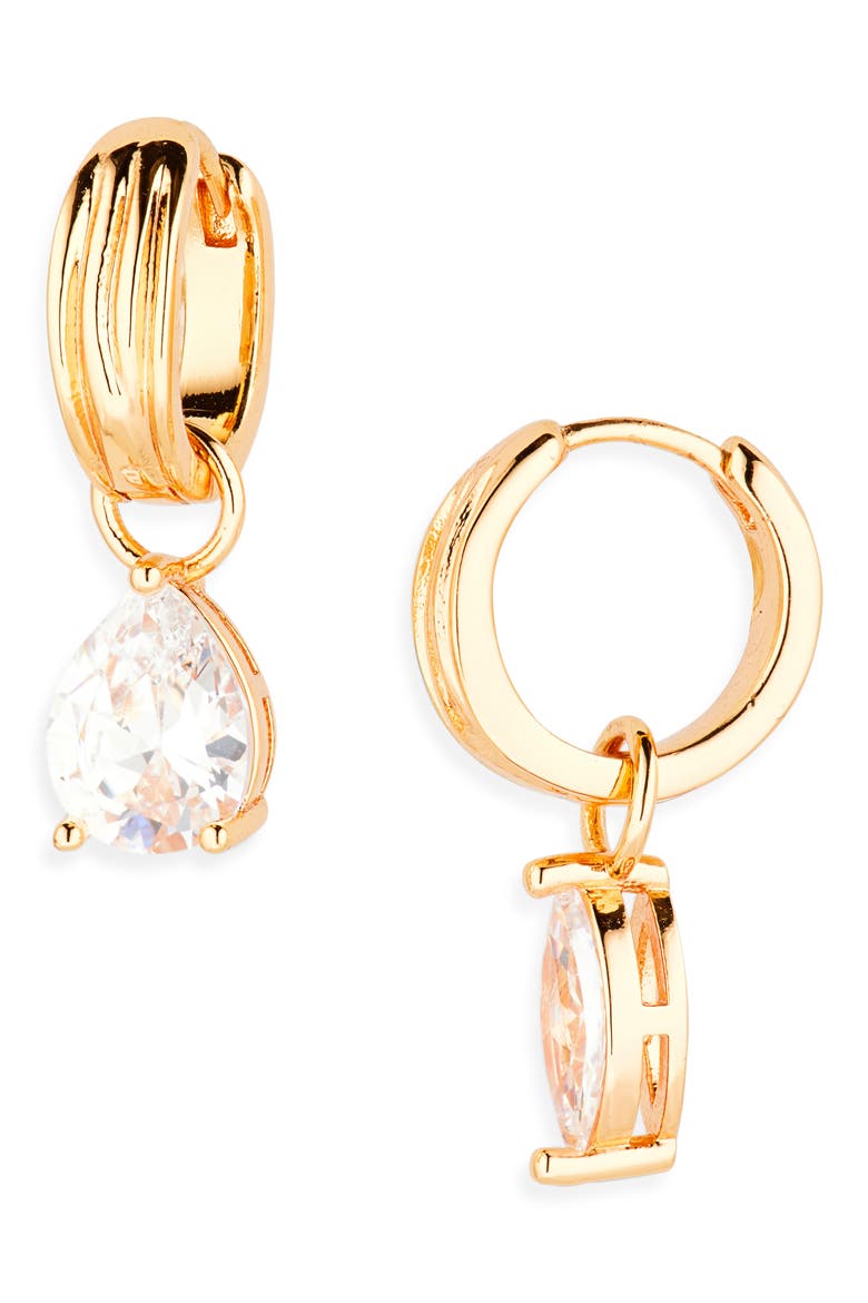 x Dezi The Perfect Pear Huggie Earrings, Alternate, color, GOLD