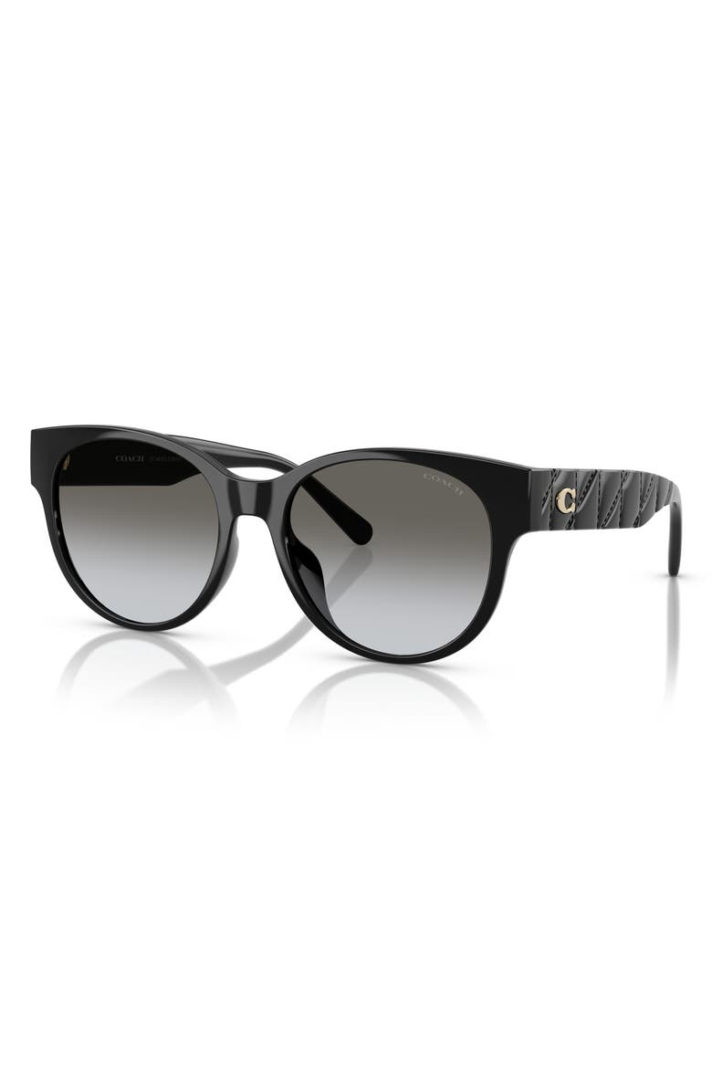 COACH 56mm Gradient Round Sunglasses, Alternate, color, Black / Grey Gradient