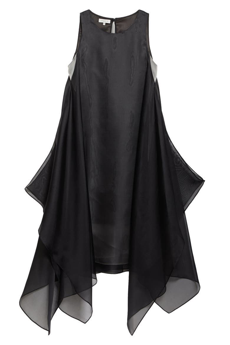 Layered Sleeveless Silk Organza Dress, Alternate, color, BLACK