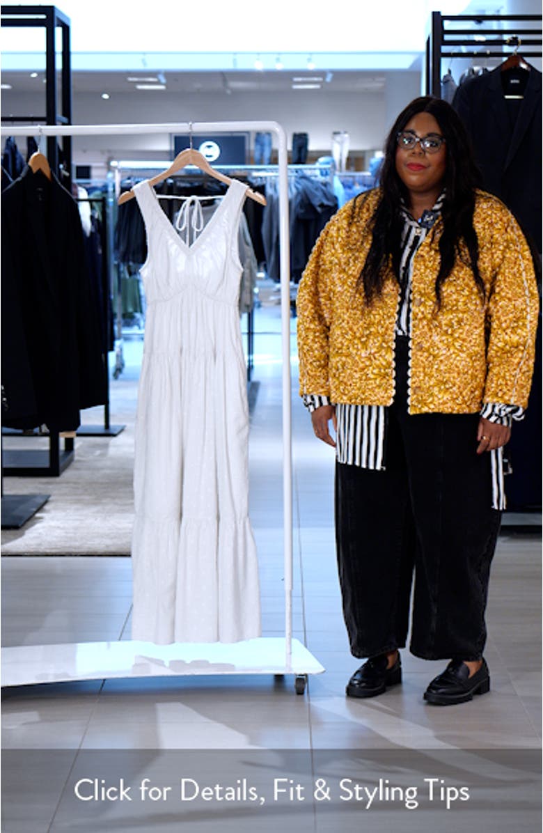 Shirred Cotton Blend Jacquard Sundress, sales video thumbnail