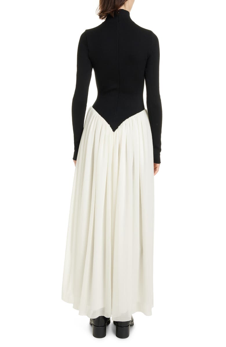 Chloé Two-Tone Long Sleeve Turtleneck Wool Blend Dress, Alternate, color,