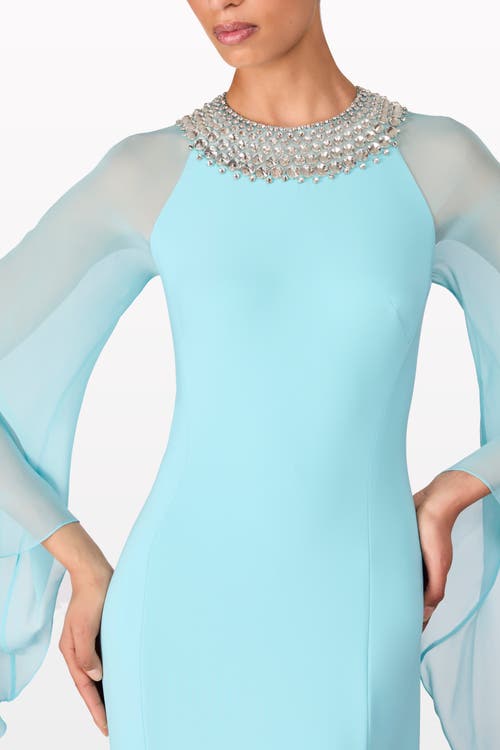 Jenny Packham Sunbeam Beaded Midi Dress In Blue