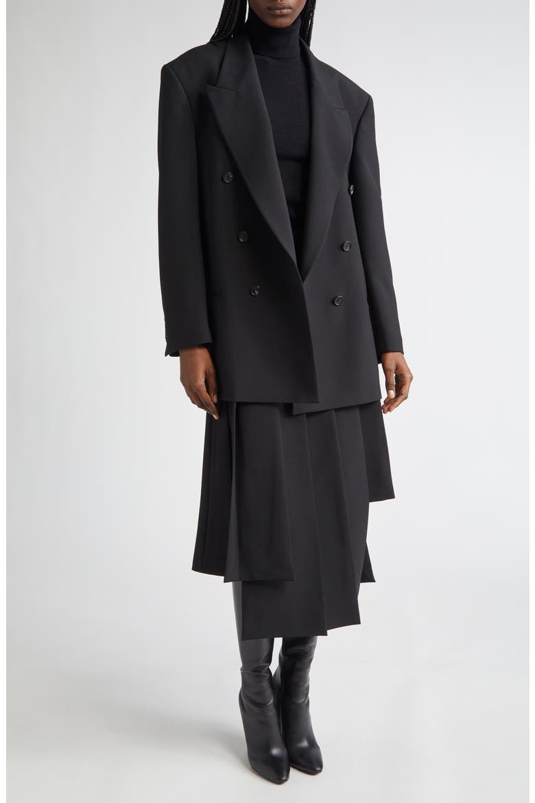 Shawn Double Breasted Virgin Wool Blazer, Alternate, color, BLACK