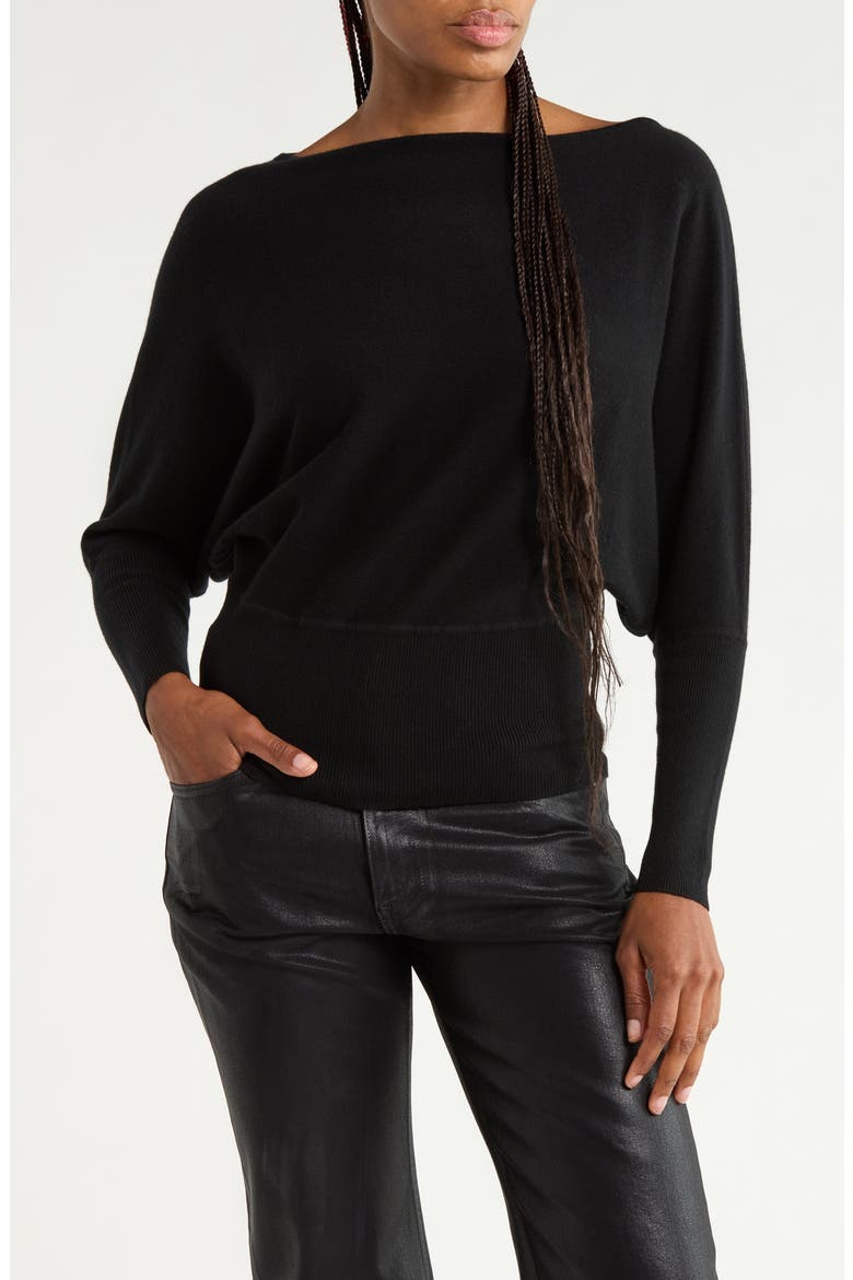 Off the Shoulder Cashmere Sweater, Main, color, BLACK