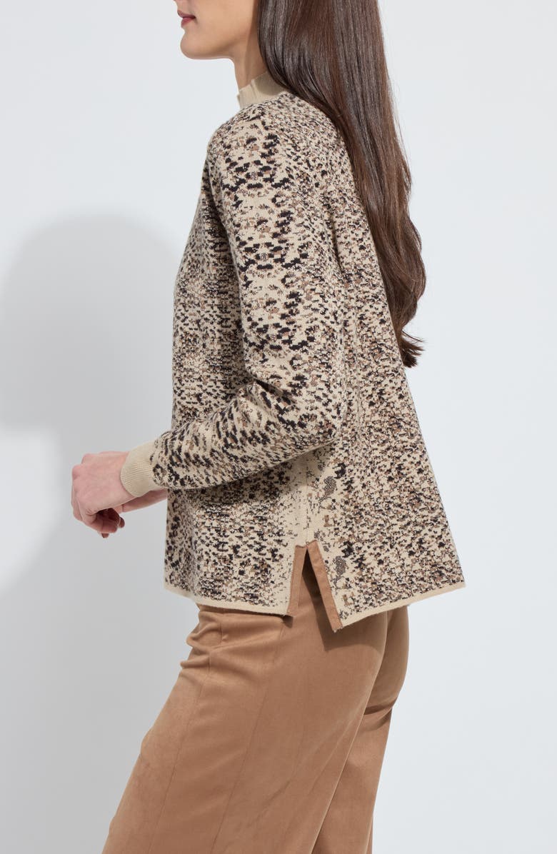 Lysse Declan Mock Neck Jacquard Sweater, Alternate, color, Lux Camel Snake Jacquard