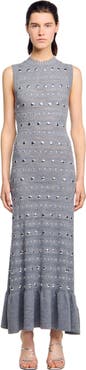 SANDRO Knit maxi dress with studs