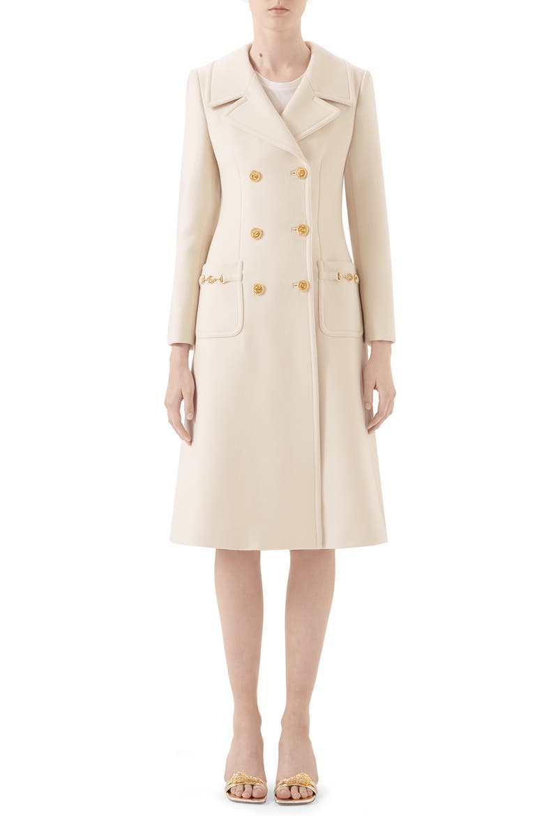 Double Breasted Wool Coat, Main, color, GARDENIA