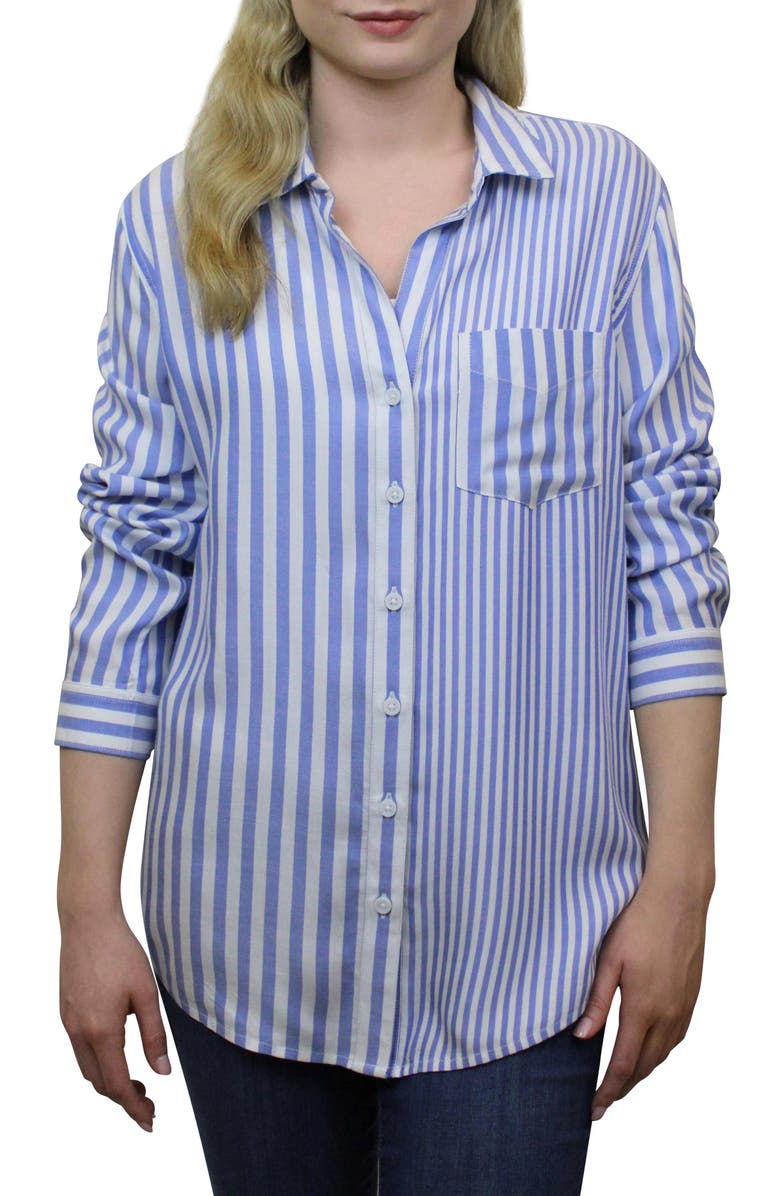 beachlunchlounge Hudson Mixed Stripe Button-Up Shirt, Main, color, 