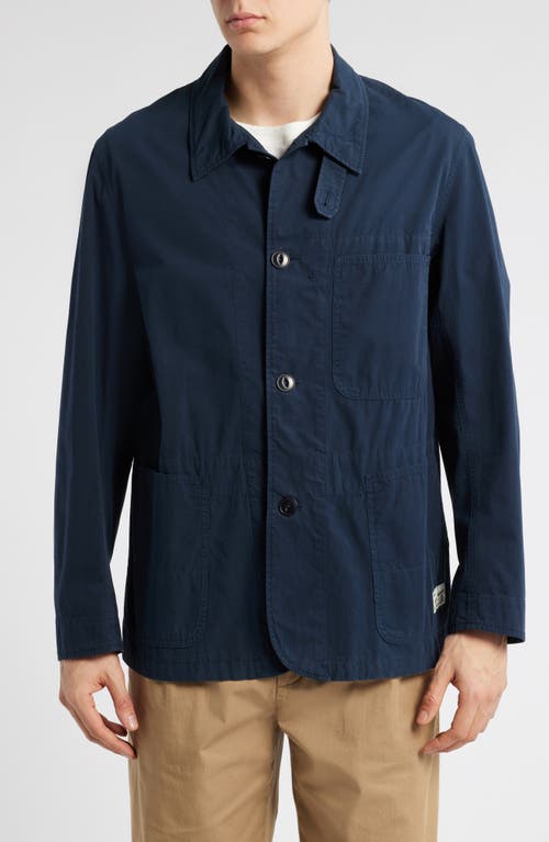 Shop Merz B Schwanen Relaxed Fit Organic Cotton Poplin Jacket In Dark Navy