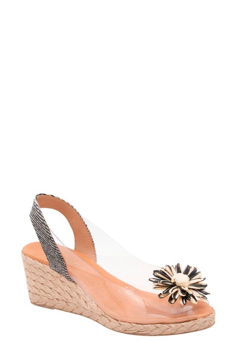 Slingback Espadrille Peep Toe Wedge Sandal (Women)