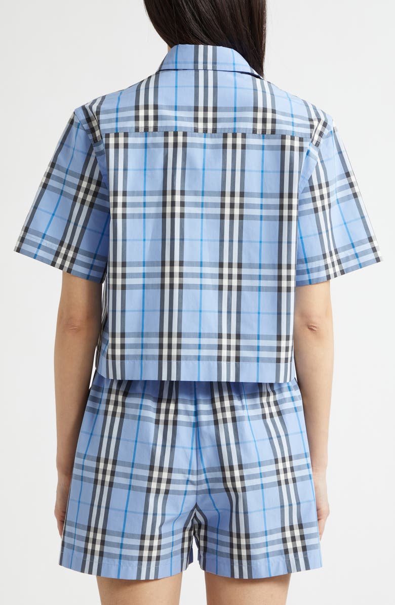 Burberry Abby Check Short Sleeve Button-Up Shirt, Alternate, color, Cornflower Blue Checkered