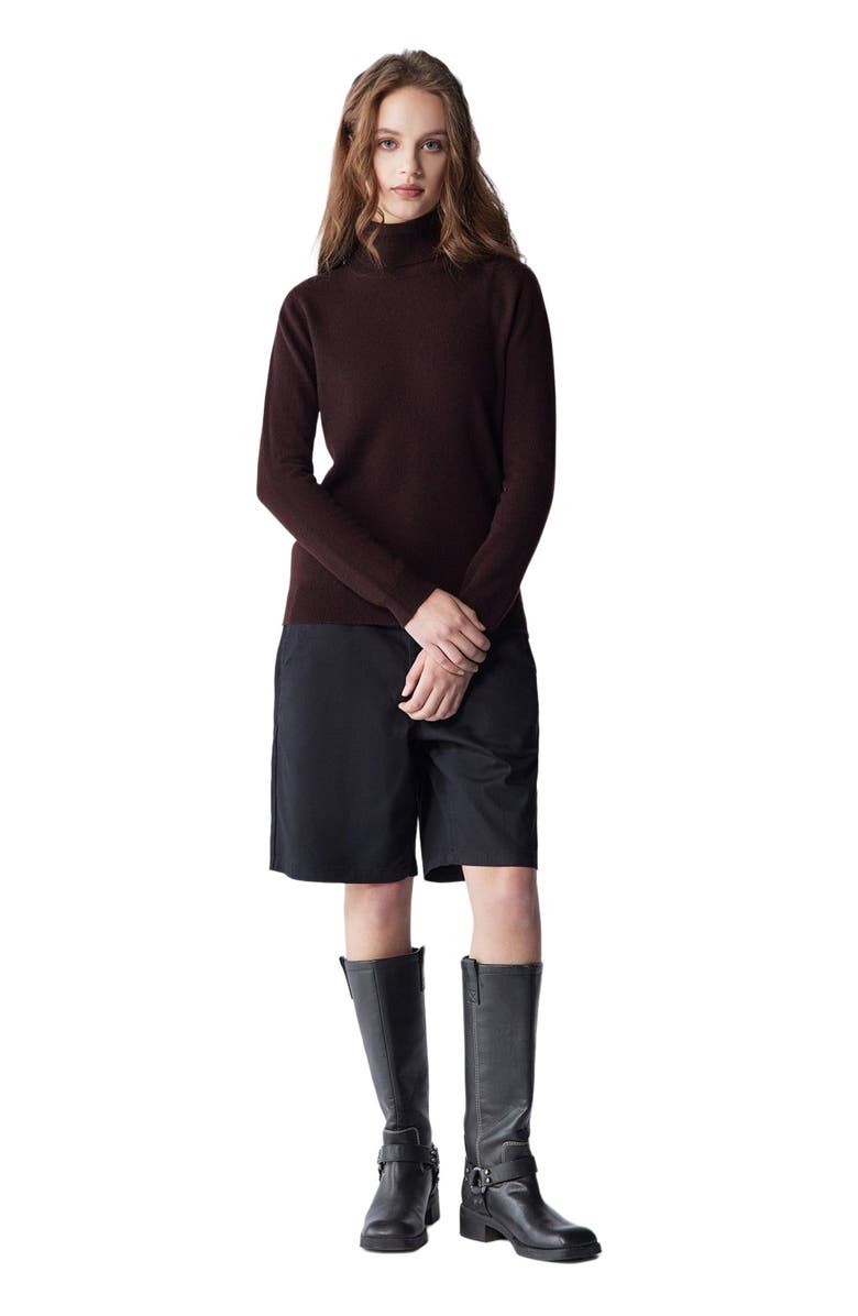 GOBI Mongolian Cashmere Essential Cashmere Turtleneck Sweater, Alternate, color, Coffee Bean