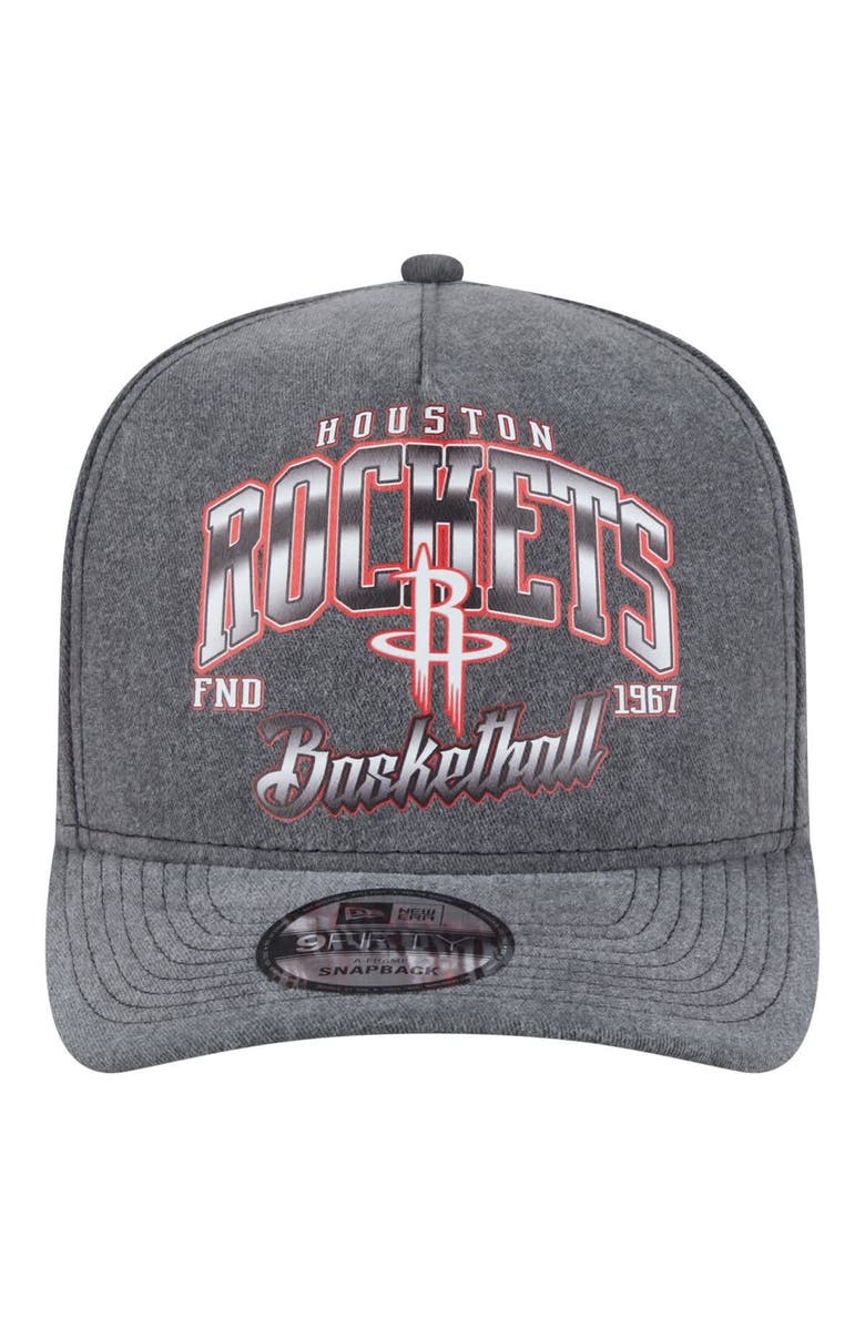 New Era Men's New Era  Charcoal Houston Rockets Throwback Washed Pre-Curved 9FIFTY Snapback Hat, Alternate, color, Charcoal