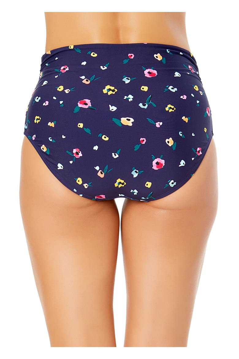 Women's Gradient Floral Fold Over High Waist Shirred Bikini Swim Bottoms, Alternate, color, Multicolored