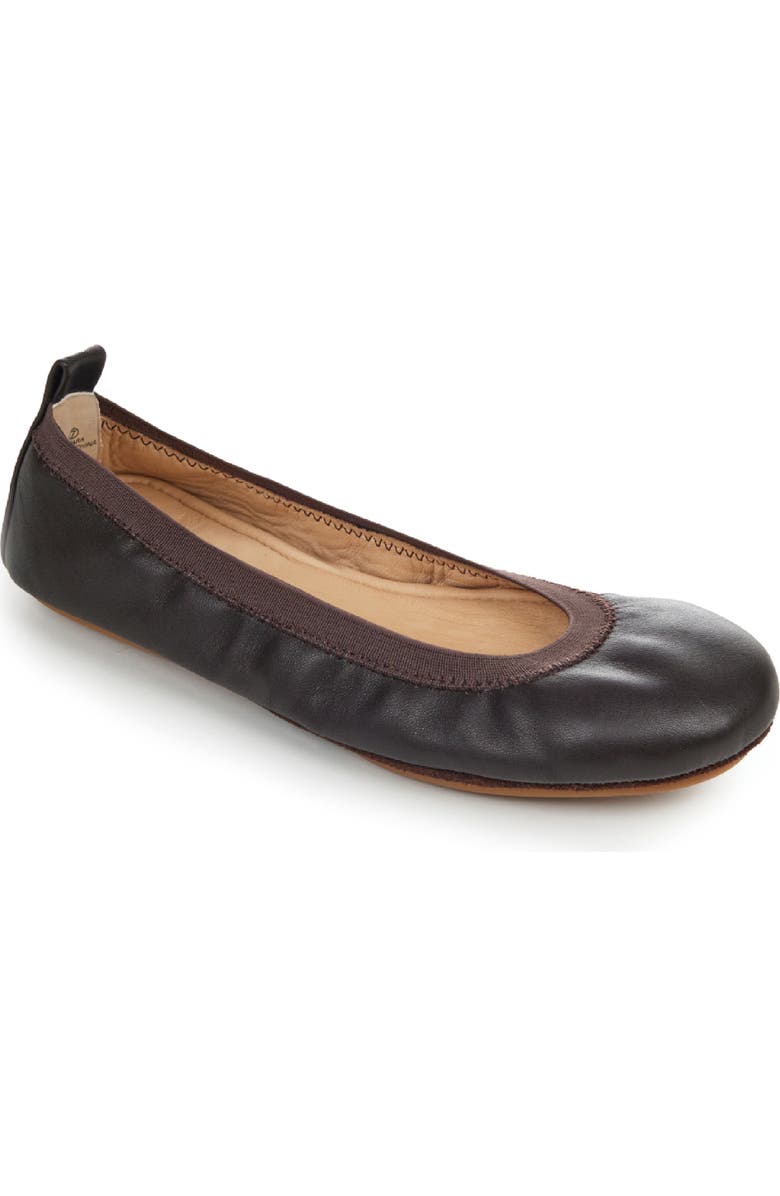 Yosi Samra Samara Foldable Ballet Flat, Main, color, Ground Coffee Leather