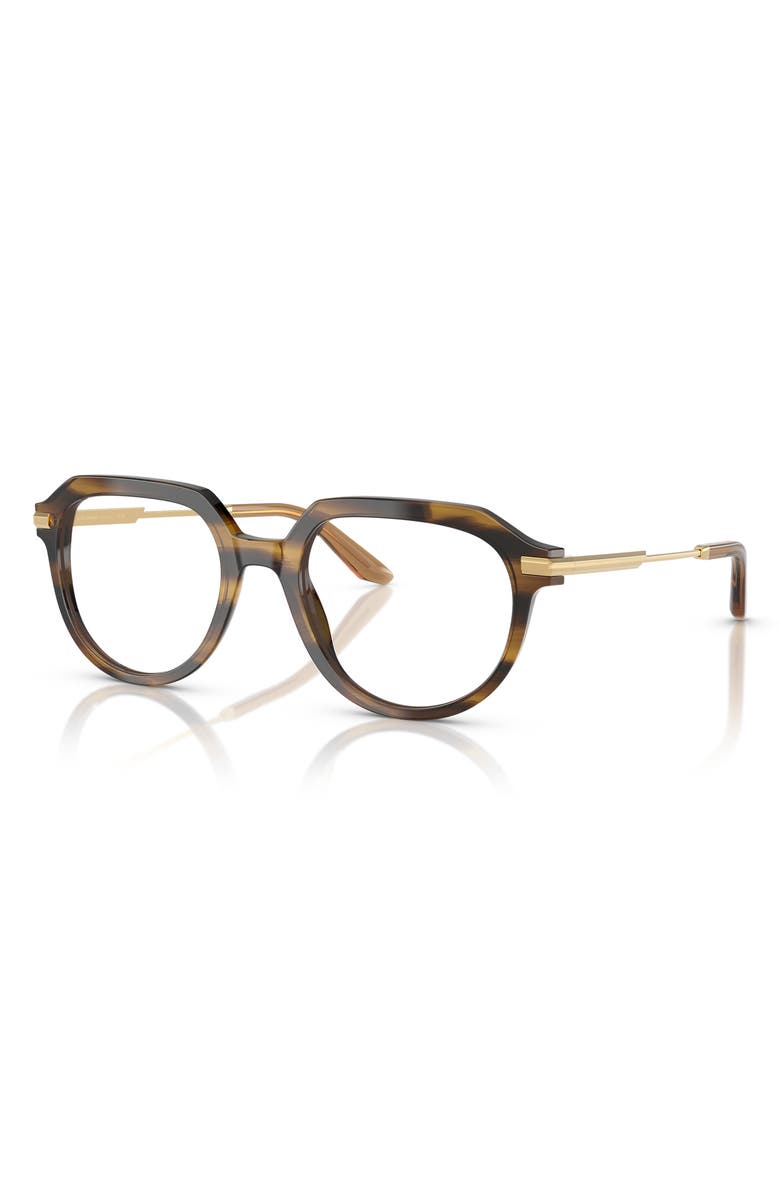 Dolce&Gabbana 53mm Round Optical Glasses, Alternate, color, Dark Brown