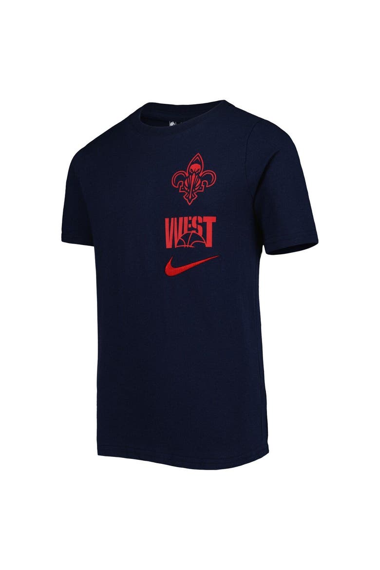 Youth Nike  Navy New Orleans Pelicans Vs Block Essential T-Shirt, Alternate, color, Navy