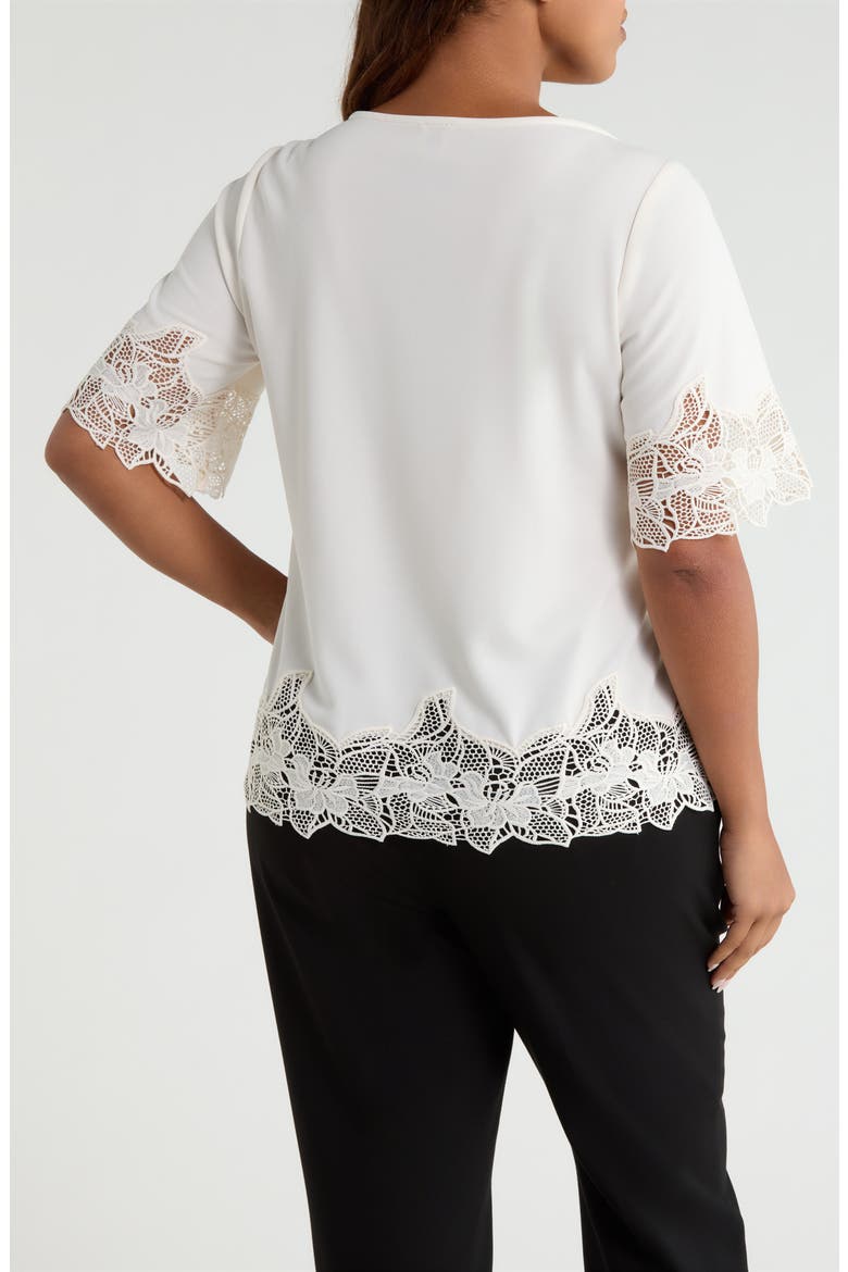 Lace Trim Asymmetrical Knit Top, Alternate, color, WHITE DOVE