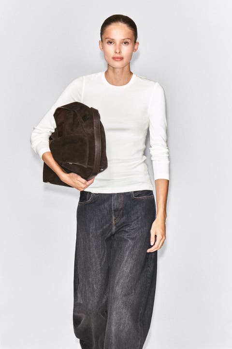 Slim Ribbed Cotton Long-Sleeved Top