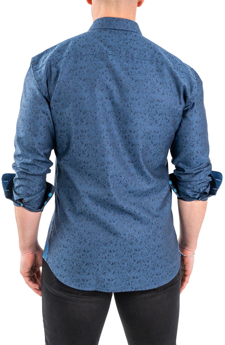 Maceoo Einstein Jacqfoxtrot Navy Button-Up Shirt, Alternate, color, Blue