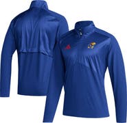 adidas Men's adidas Royal Kansas Jayhawks Sideline AEROREADY Raglan Sleeve Quarter-Zip Jacket
