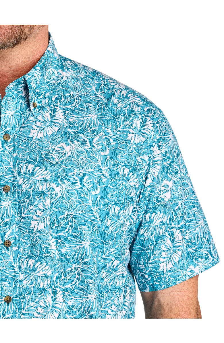 Harbor Bay by DXL Big & Tall Easy-Care Leaf Print Sport Shirt V3, Alternate, color, Blue Multi
