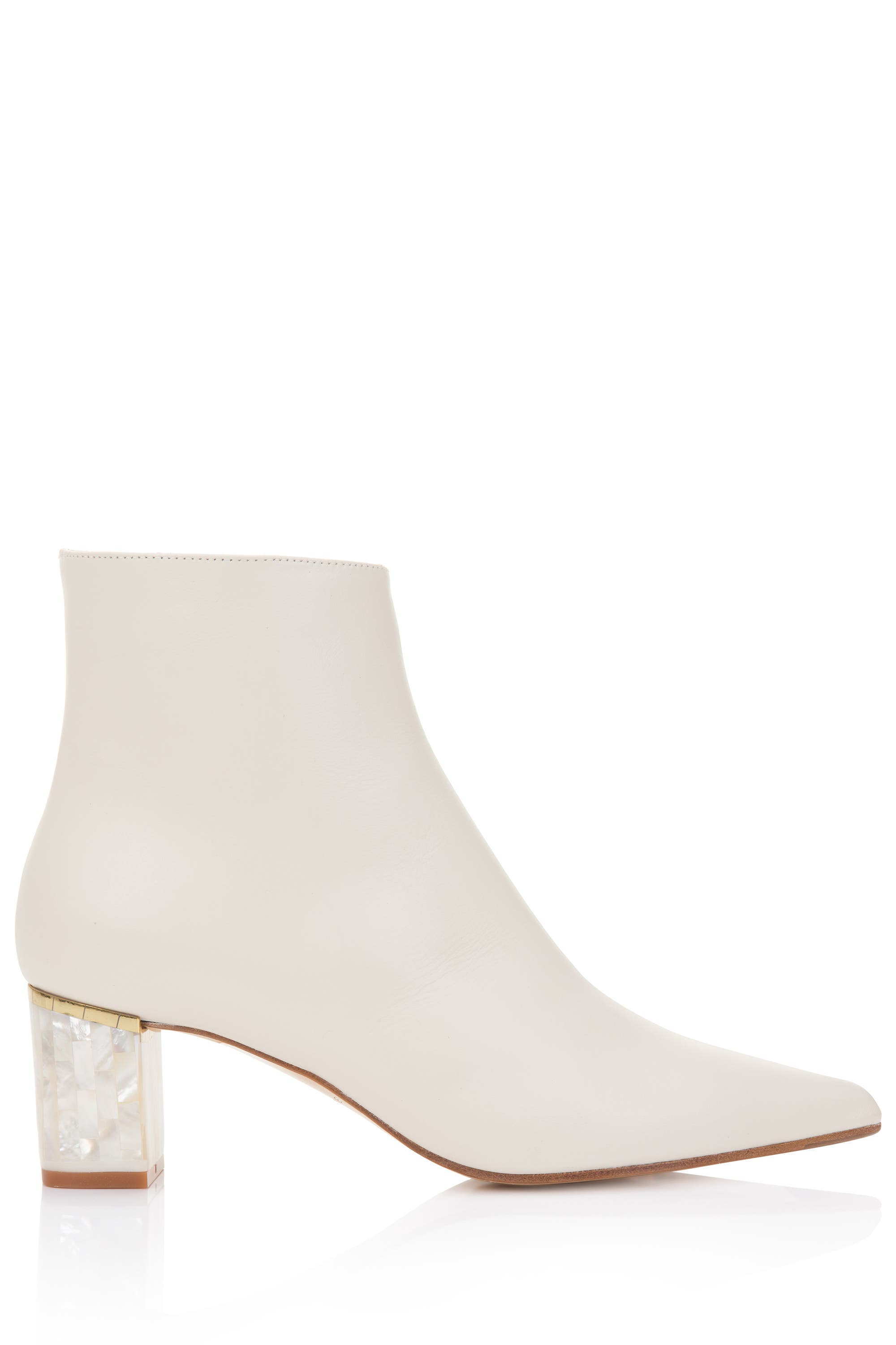 June White Pearl Heel Ankle Boots, Main, color, White