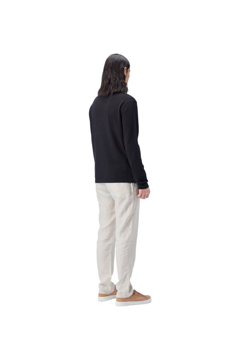 Men's Crewneck Cotton Silk Cashmere Blend Sweater, Alternate, color, black
