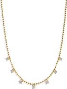 Argento Vivo Sterling Silver Cubic Zirconia Ball Chain Frontal Necklace
