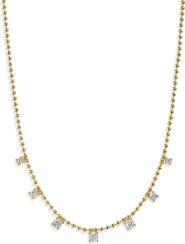 Argento Vivo Sterling Silver Cubic Zirconia Ball Chain Frontal Necklace