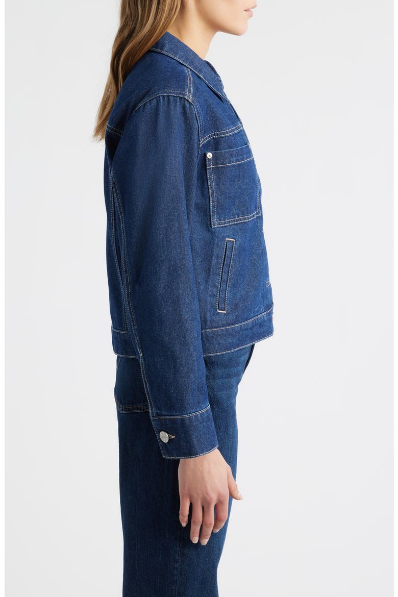 Pleated Denim Jacket, Alternate, color, INDIGO
