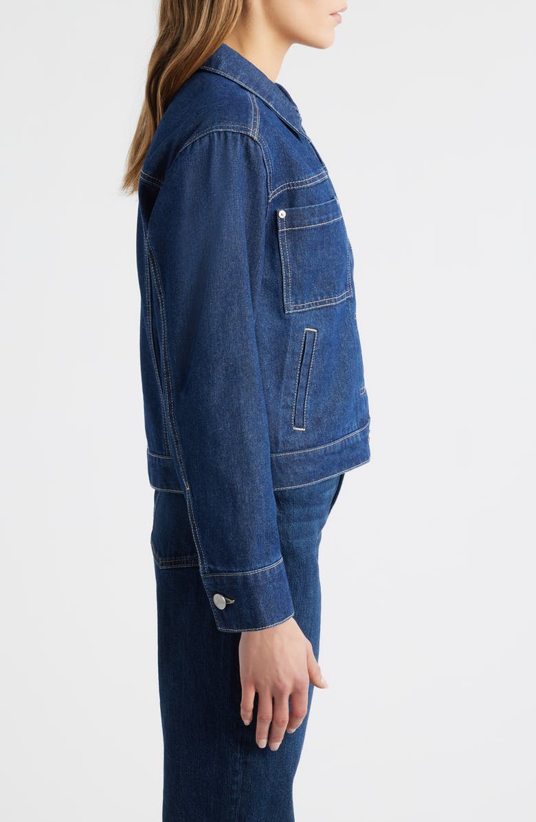 CITY BLUES Pleated Denim Jacket, Alternate, color, Indigo