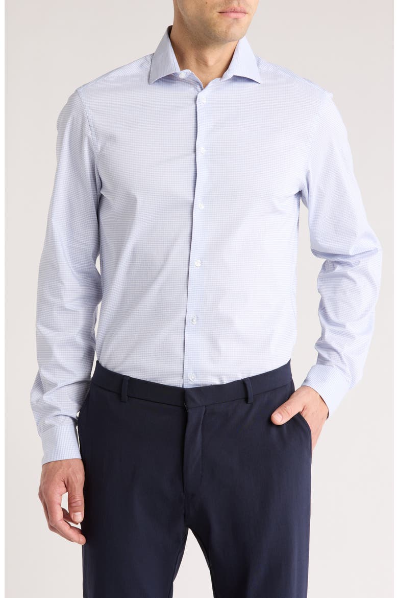 All Season Slim Fit Check Performance Dress Shirt, Main, color, BLUE