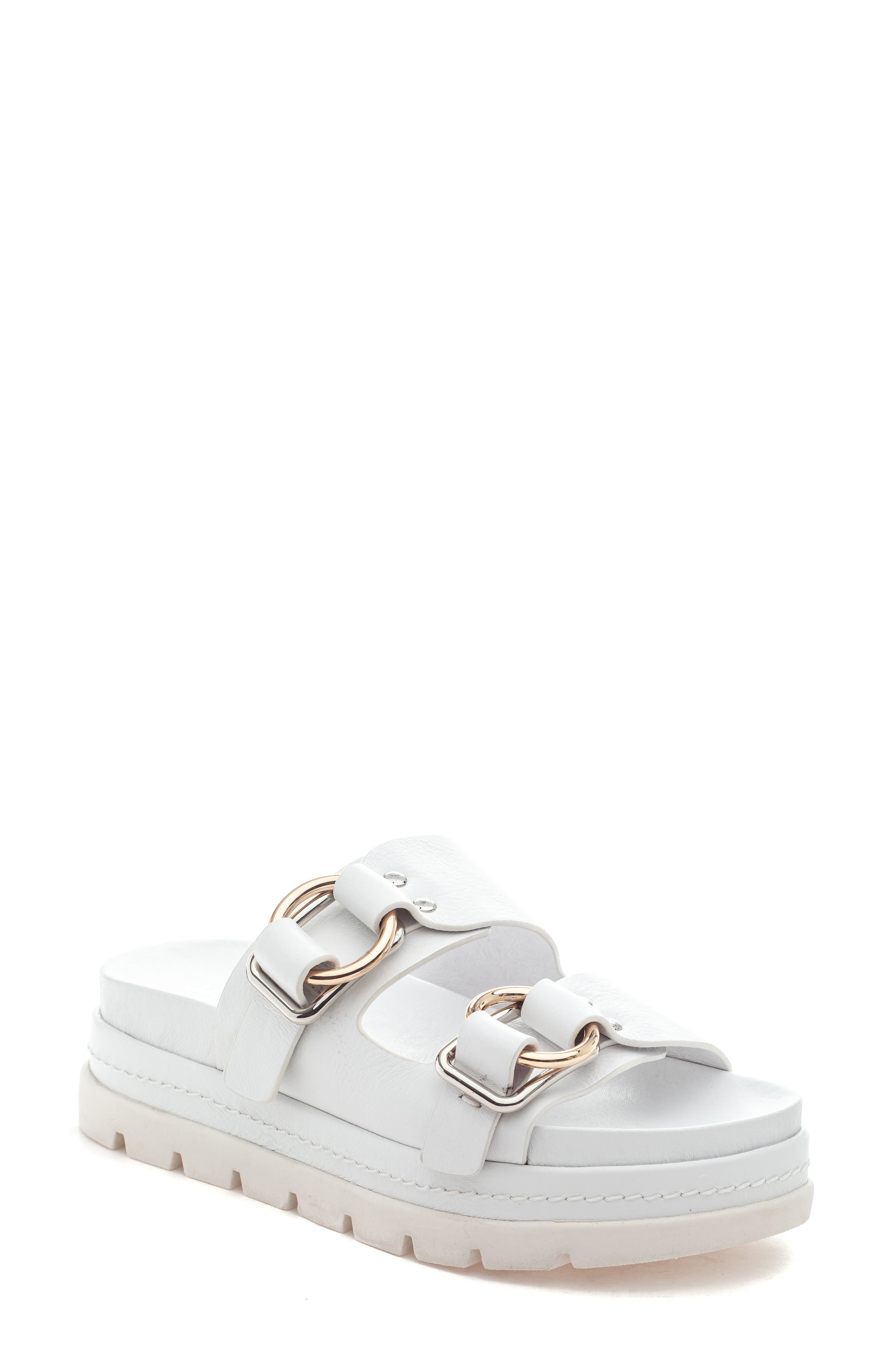 Baha Slide Sandal, Main, color, WHITE LEATHER