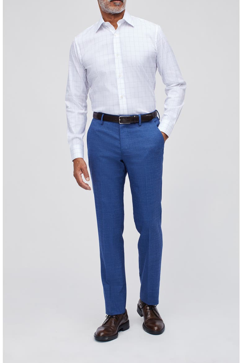 Jetsetter Slim Fit Flat Front Stretch Wool Dress Pants, Alternate, color, BLUE WEAVE