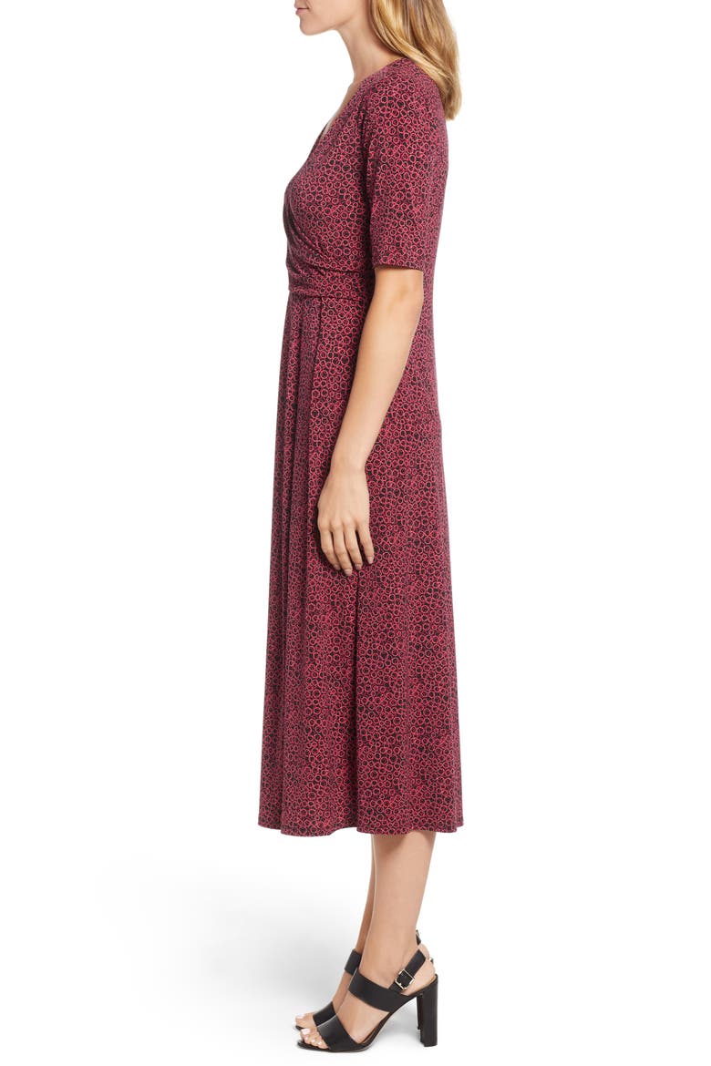 Ring Print Midi Dress, Alternate, color, RICH BLACK