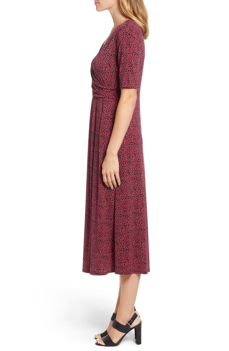 Chaus Ring Print Midi Dress, Alternate, color, Rich Black
