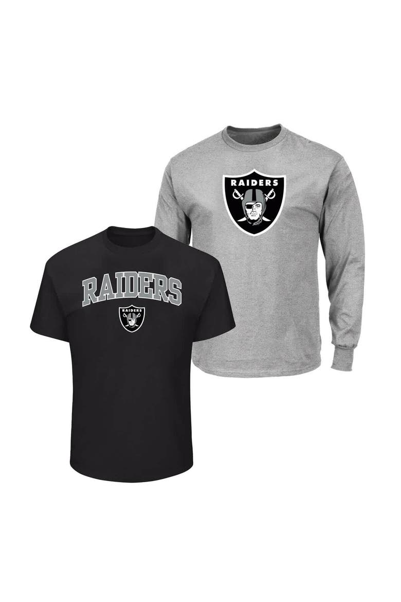 Men's Fanatics  Black/Heather Gray Las Vegas Raiders Big & Tall 2-Pack T-Shirt Set, Main, color, Black