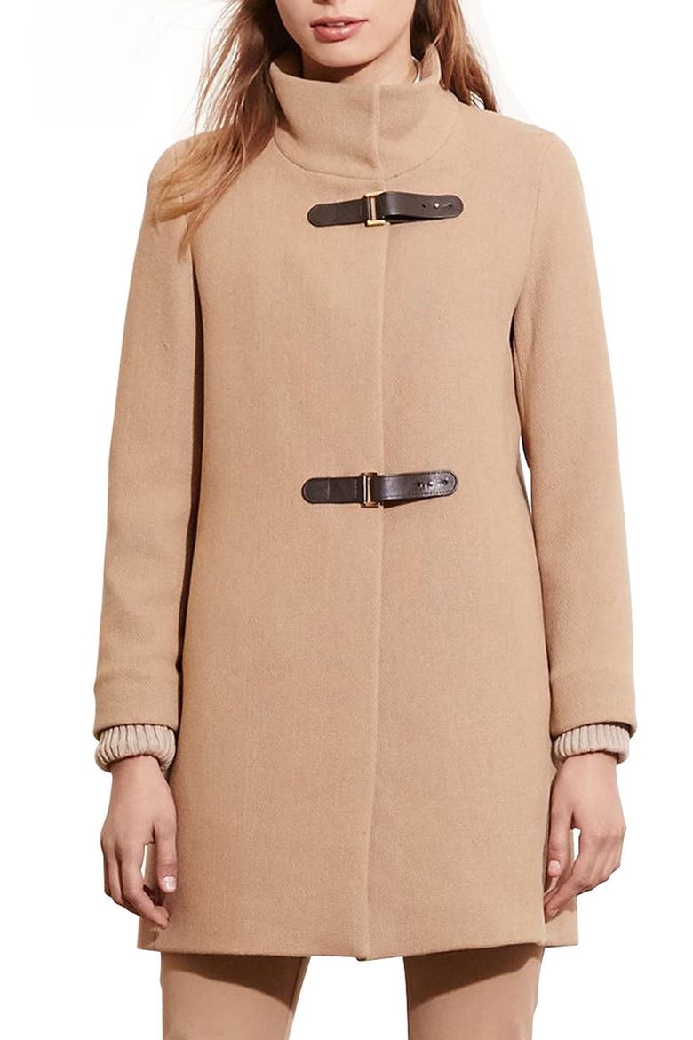 Funnel Neck Wool Coat, Main, color, CAMEL