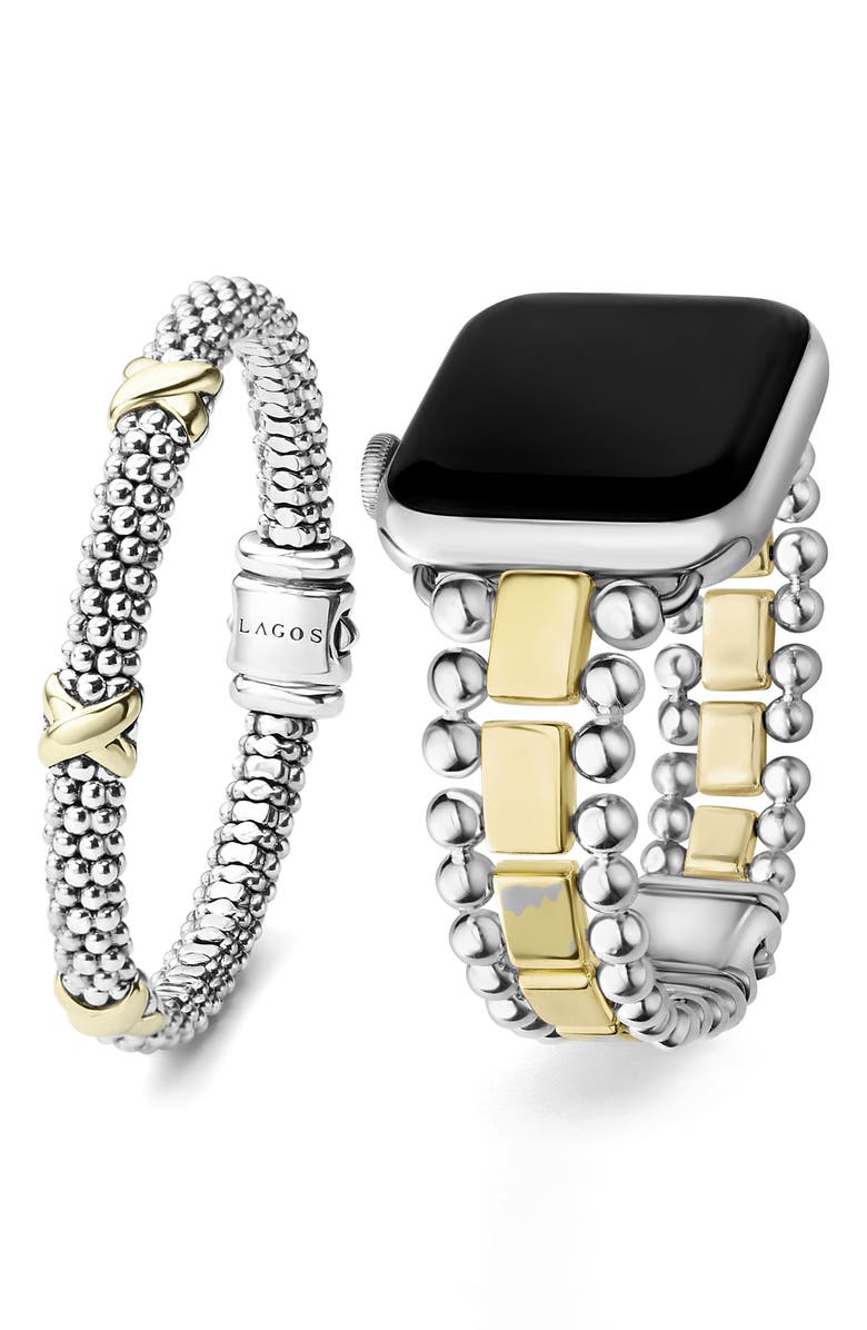 LAGOS Caviar Apple Watch<sup>®</sup> Band & Station Bracelet Set, Main, color, 