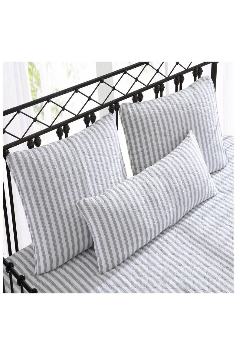 Willow Way Ticking Stripe Quilt & Sham Set, Alternate, color, LT-PASTEL GREY
