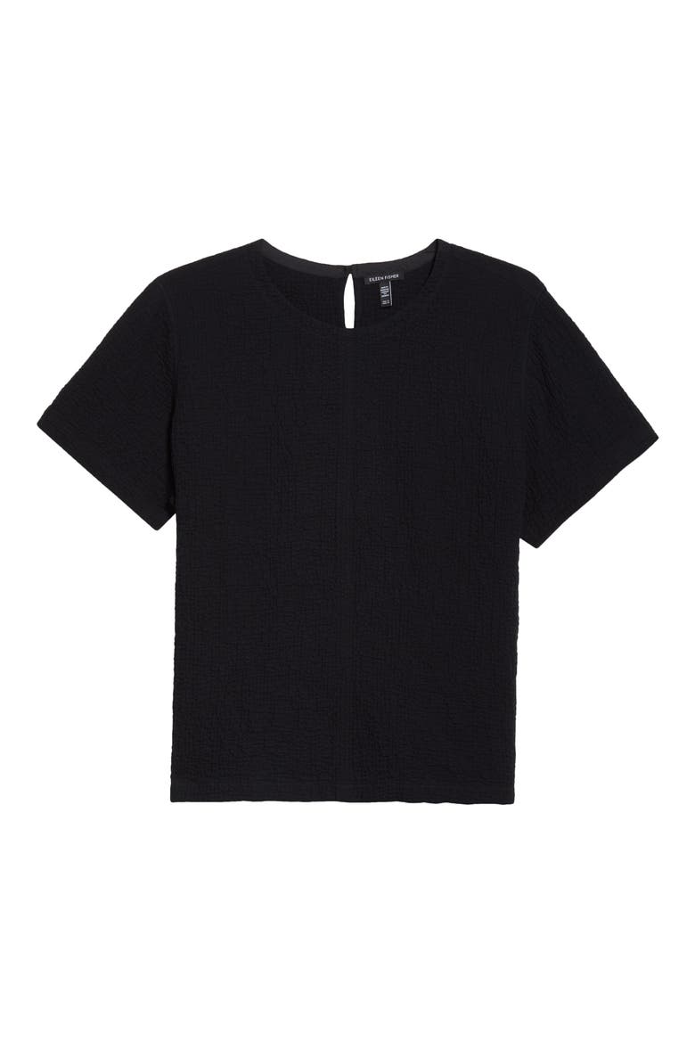 Texture Stretch Organic Cotton Top, Alternate, color, BLACK