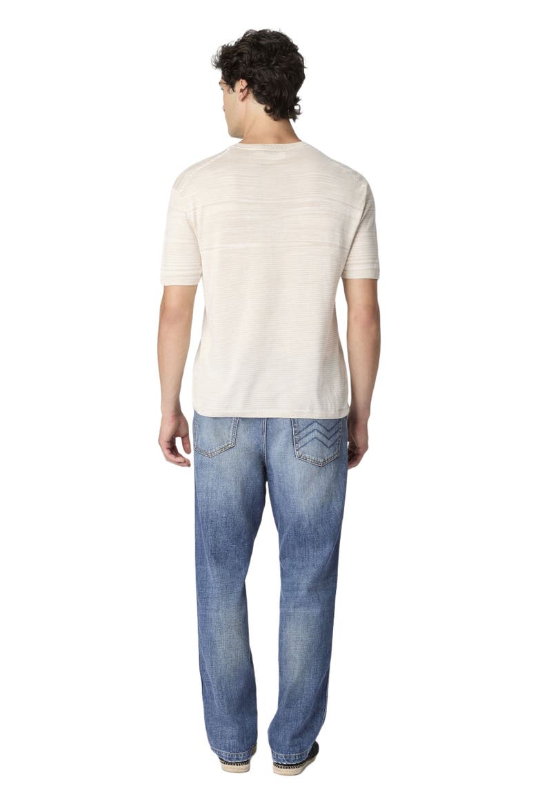 Space-dye Mercerized Crew-neck Cotton T-shirt, Alternate, color, Beige& White