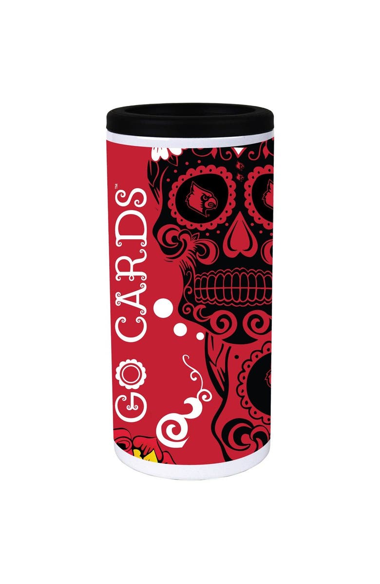 INDIGO FALLS Louisville Cardinals Dia Stainless Steel 12oz. Slim Can Cooler, Main, color, White